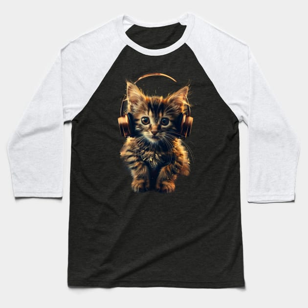 Cat DJ Drop Baseball T-Shirt by RazonxX